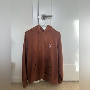 PLAYBOY Brown Hoodie with Iconic Logo